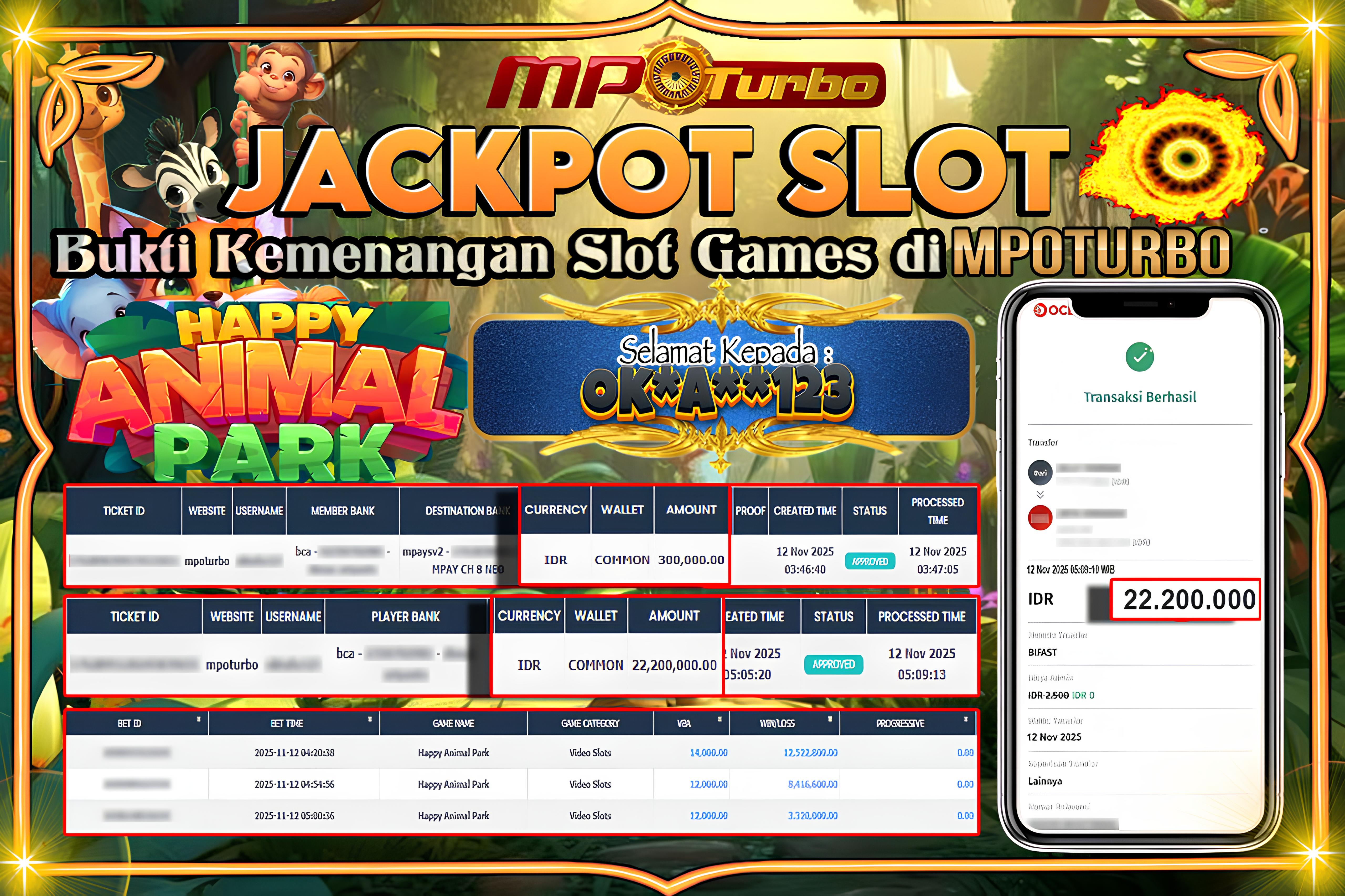 MPOTURBO JACKPOT HAPPY ANIMAL PARK - AFB GAMING Rp 22,200,000.00,- LUNAS